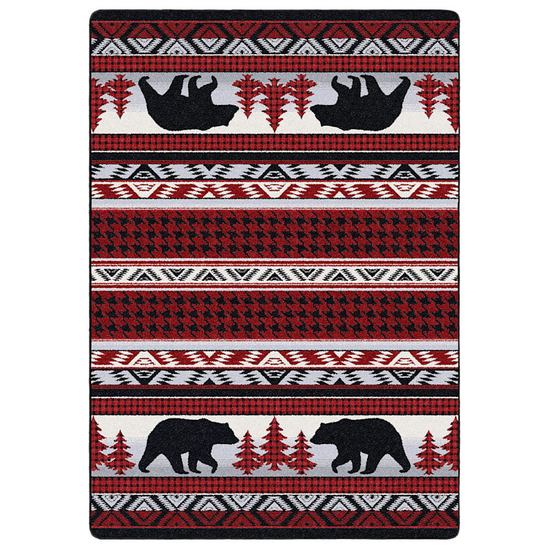 American Dakota Bear Houndstooth Black Bear Area Rug