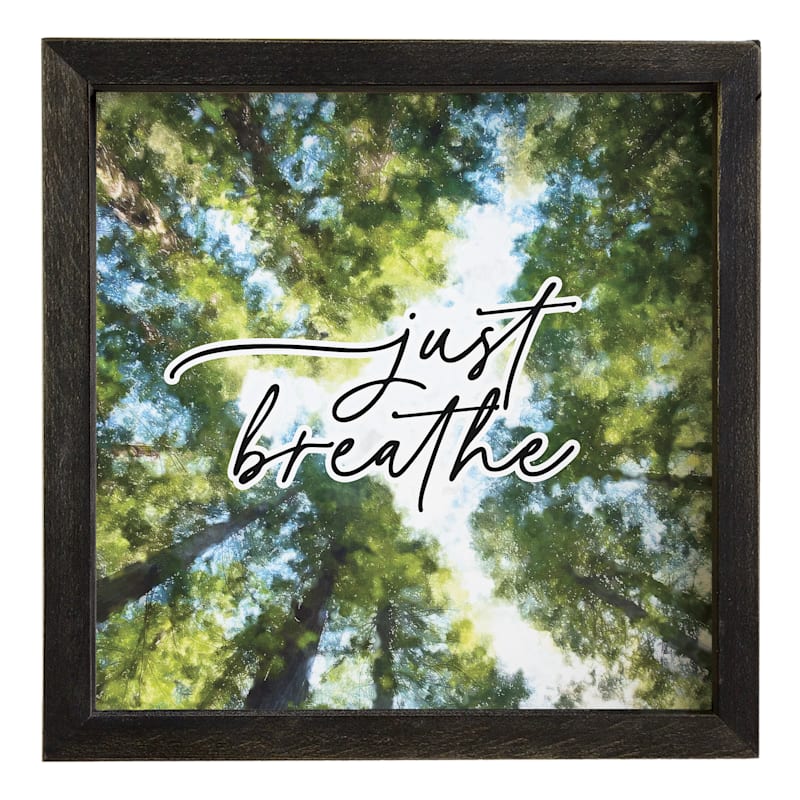 Sincere Surroundings Just Breathe Trees Framed Sign
