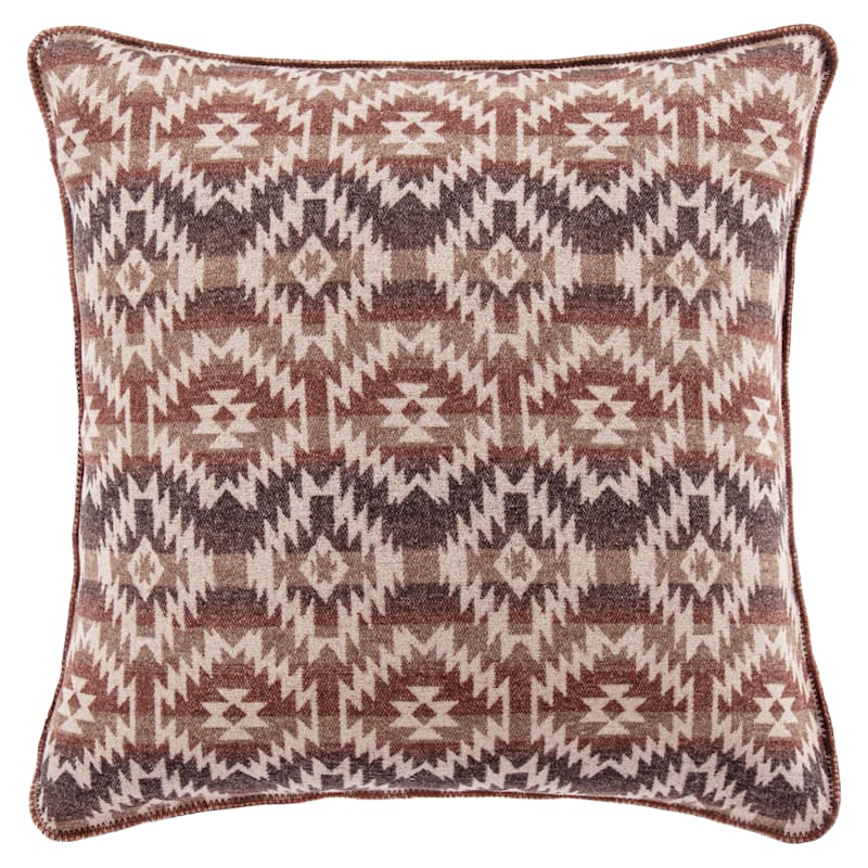 Paseo Road Mesa Yarn-Dyed Wool-Blend Tribal Geometric Aztec Print Euro Sham