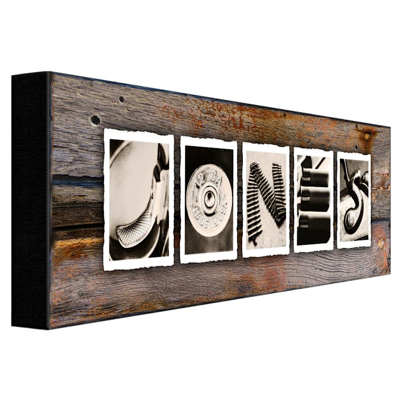 Vintage Firearm Block Letter Personalized Block Mount Artwork by Scott Kennedy
