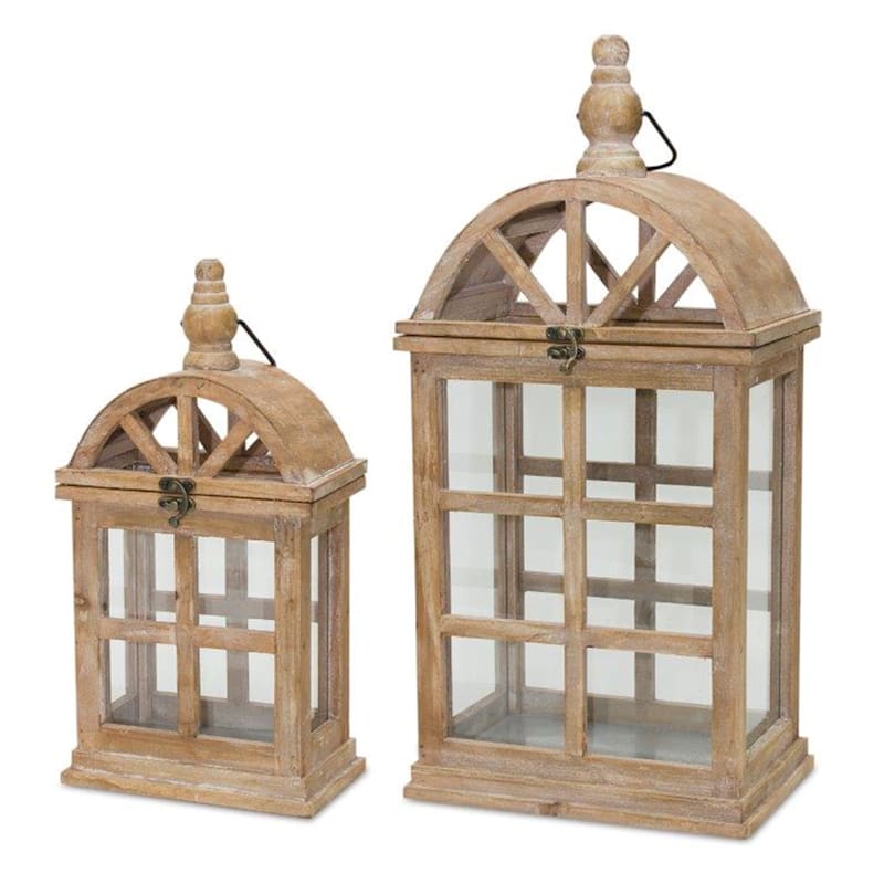 Melrose International Wood Lantern 2-Pack