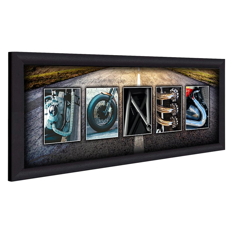 Motorcycle Block Letter Personalized Framed Canvas Artwork by Scott Kennedy