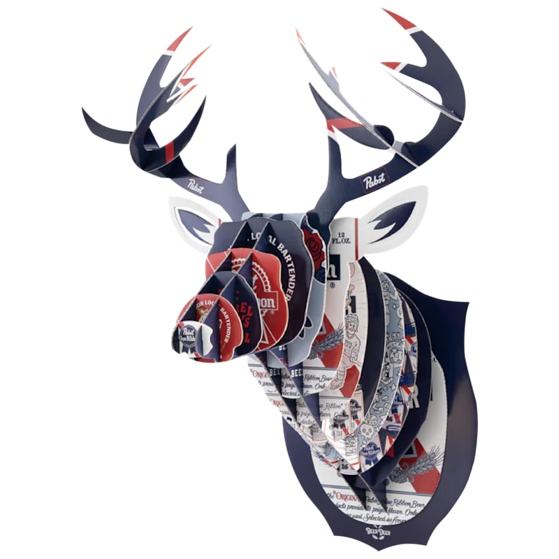 Beer Deer Pabst Blue Ribbon Cardboard Box Deer Head Mount