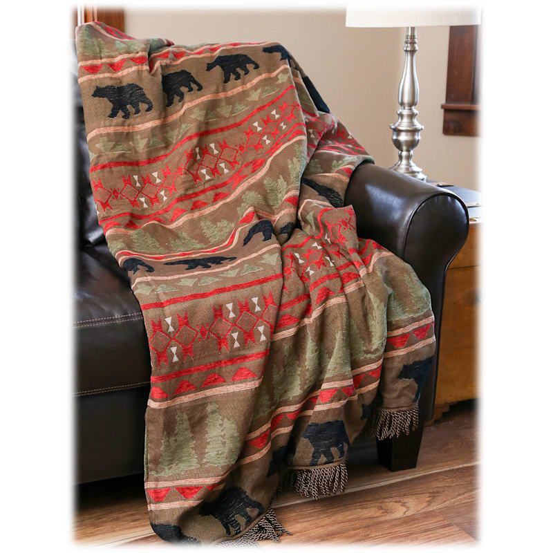 Carstens, Inc. Bear Country Bedding Collection Lined Chenille Throw