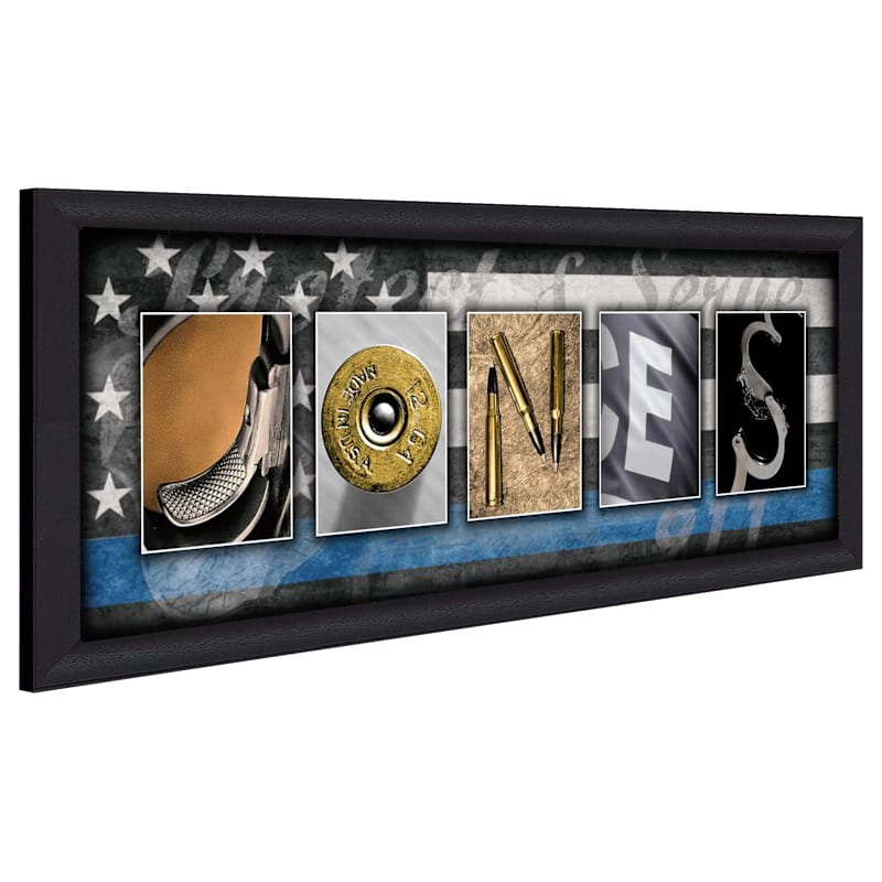 Law Enforcement Officer Block Letter Personalized Framed Canvas Artwork by Scott Kennedy
