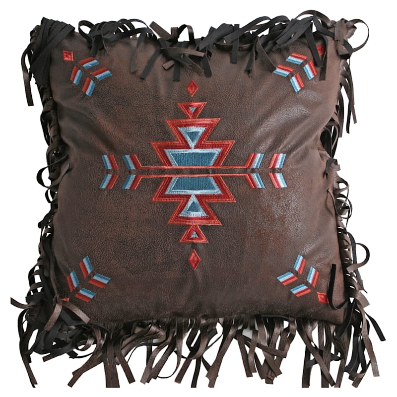 Turquoise Chamarro Bedding Collection Embroidered Cross Pillow
