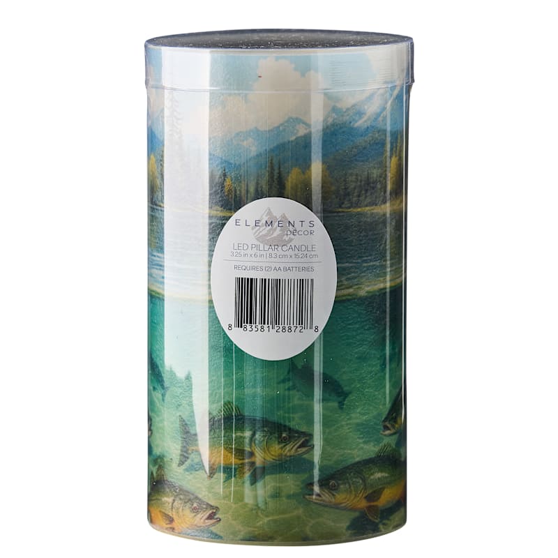 Crestview Collection Tall LED Printed Lake Candle