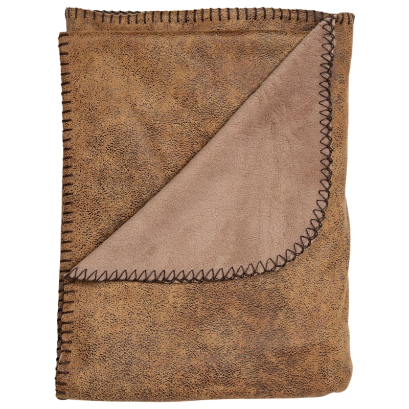 Carstens, Inc. Tobacco Faux Leather Throw