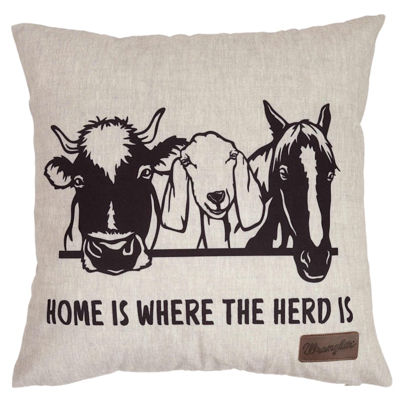 Carstens, Inc. Wrangler Home is Where the Herd is Outdoor Pillow
