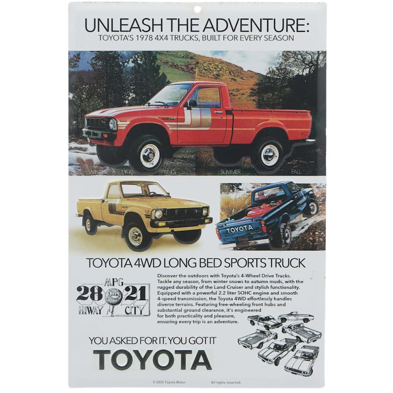 Open Road Brands Unleash The Adventure Toyota Metal Sign