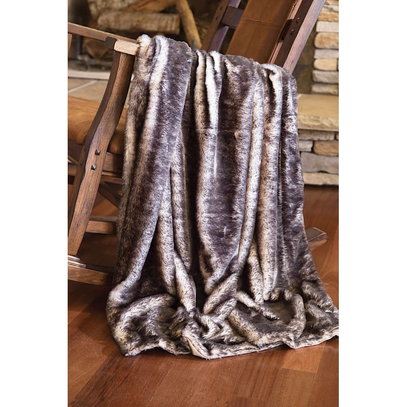 Carstens Inc. Dark Grey-Tipped Fox Throw