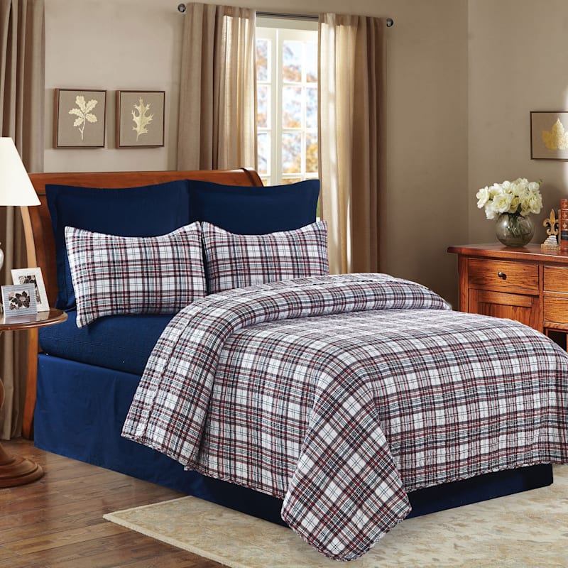 C&F Home Benjamin Blue Plaid Quilt Set