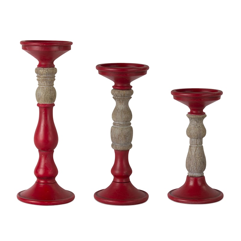 Melrose International Candle Holders with Wood Accents