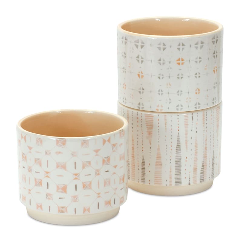 Melrose International Abstract-Design Decorative Pots Set of 3