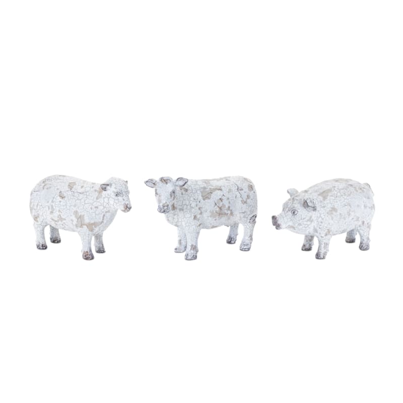 Melrose International Distressed Farm-Animal Figurines Set of 3