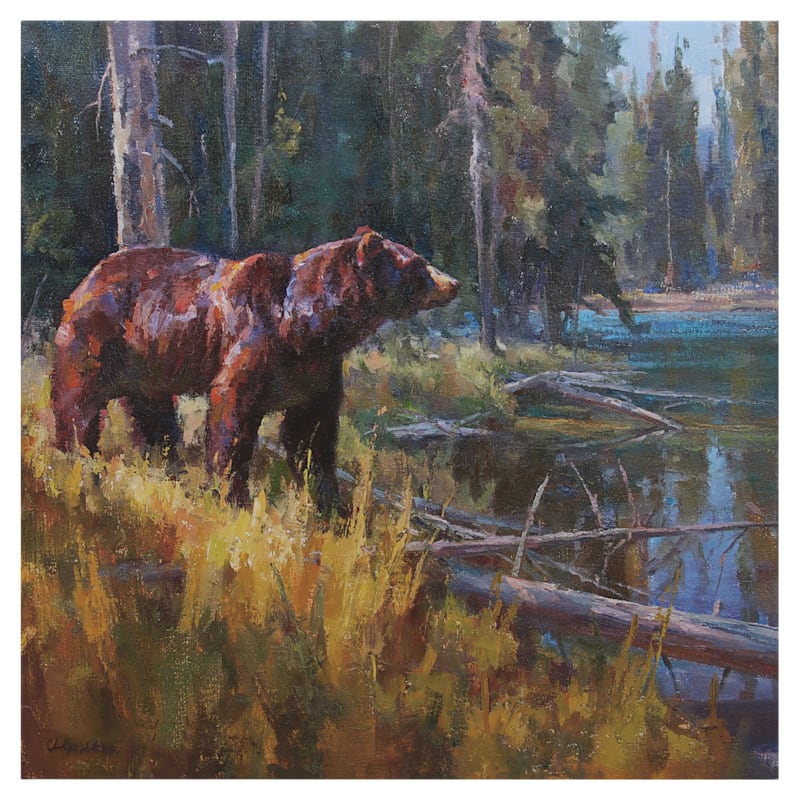 Open Road Brands Bear at Lakeside Canvas Wall Decor