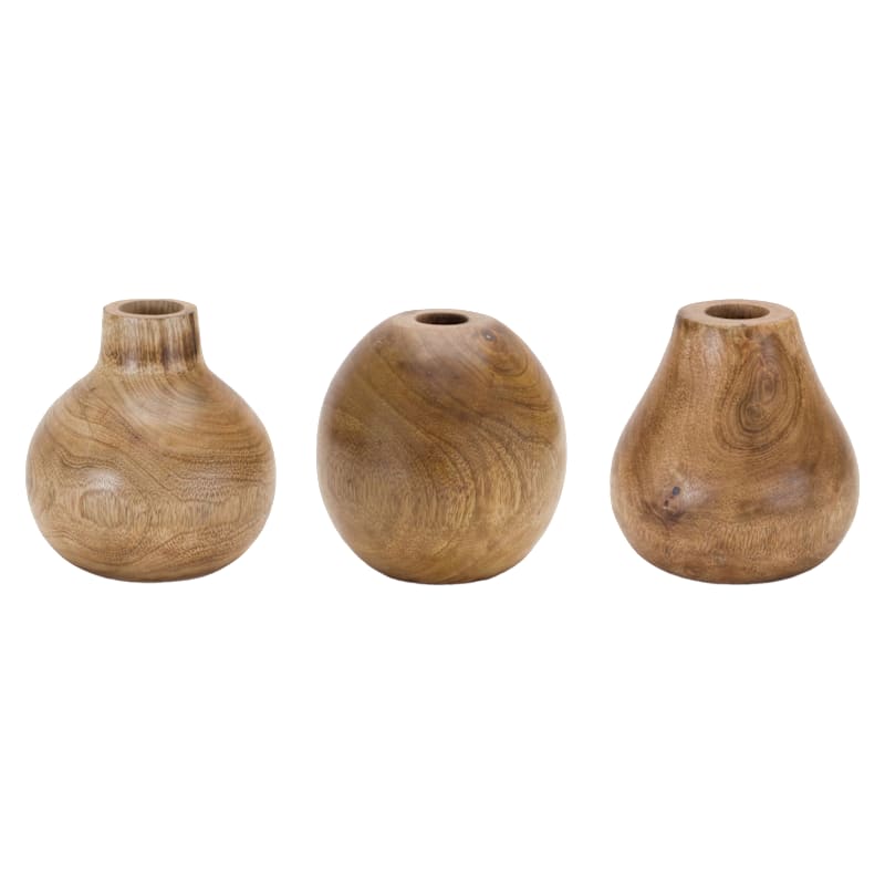 Melrose International Natural Wood Bud Vases Set of 3