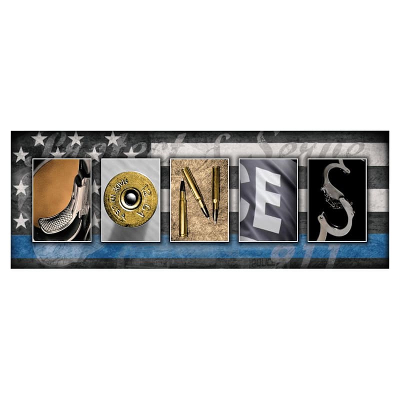 Law Enforcement Officer Block Letter Personalized Block Mount Artwork by Scott Kennedy