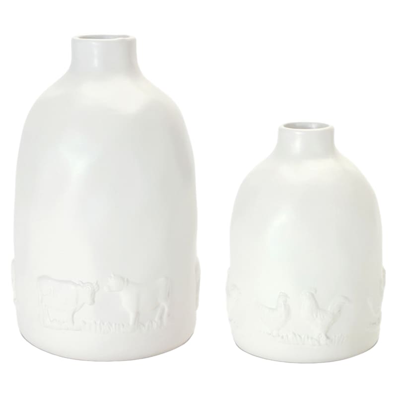 Melrose International Ceramic Farm Animal Vases Set of 2