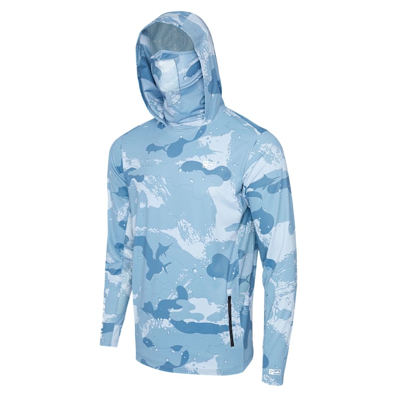 Pelagic Exo-Tech Gyotaku Hooded Long-Sleeve Fishing Shirt for Men