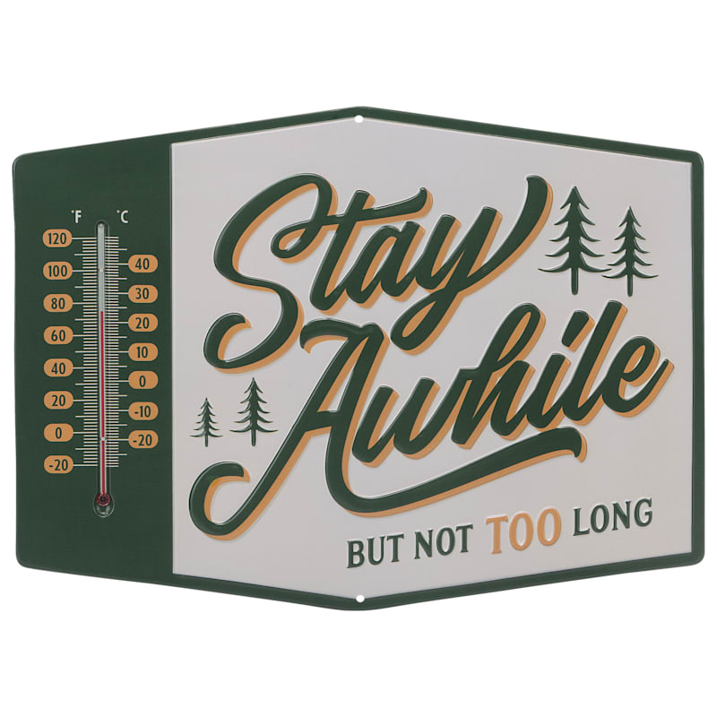Open Road Brands Stay Awhile Metal Wall Thermometer