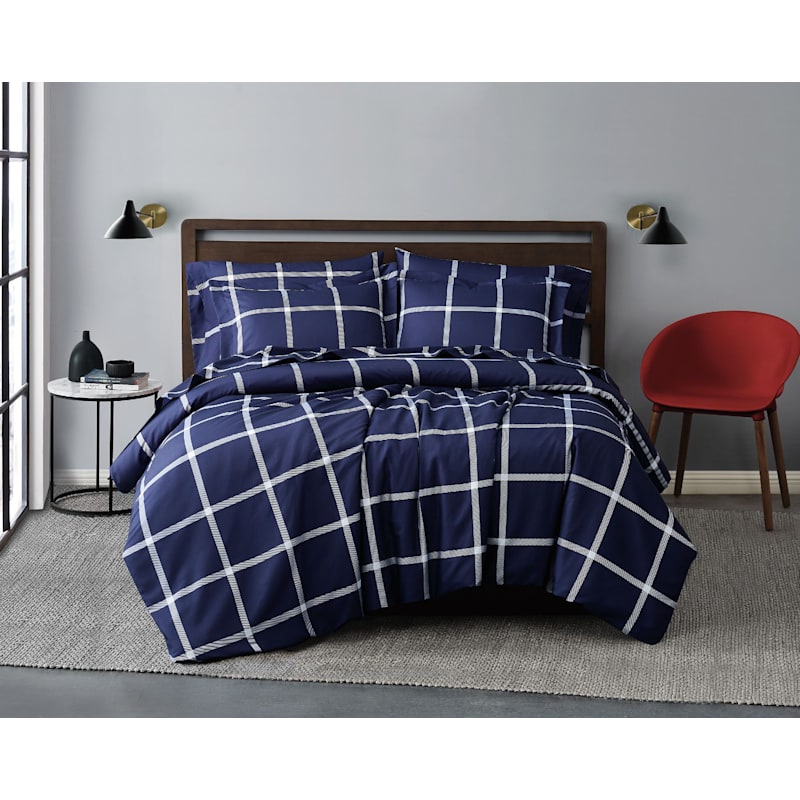 Truly Soft Printed Windowpane 3-Piece Comforter Set