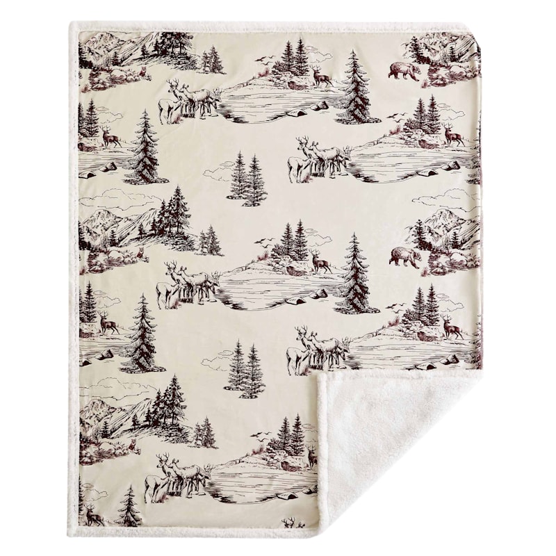 HiEnd Accents White Pine Campfire Sherpa Throw