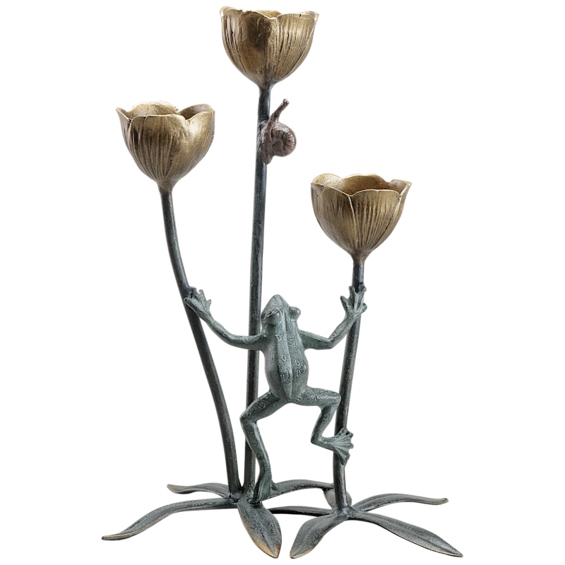 San Pacific International Frog Flower Trio Candleholder