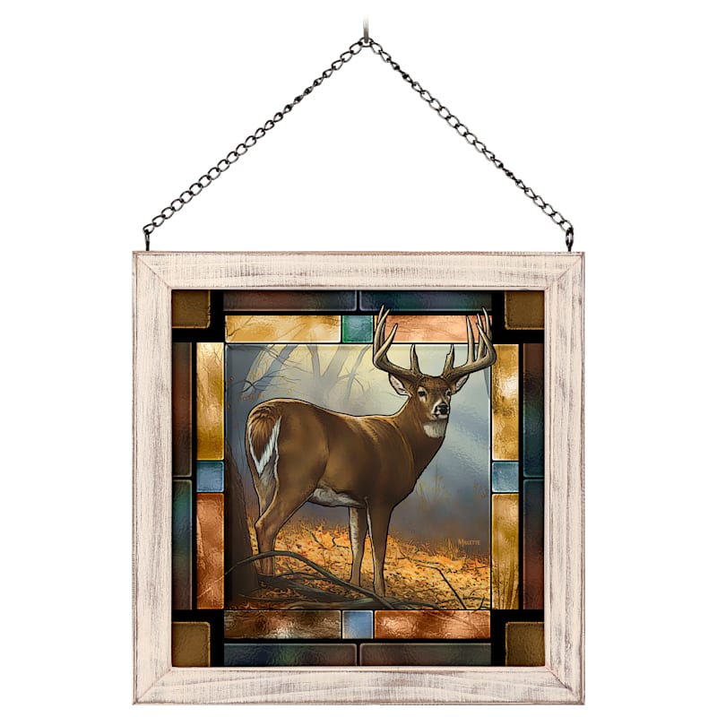Wild Wings In His Prime Deer Stained Glass Hang Art by Rosemary Millette