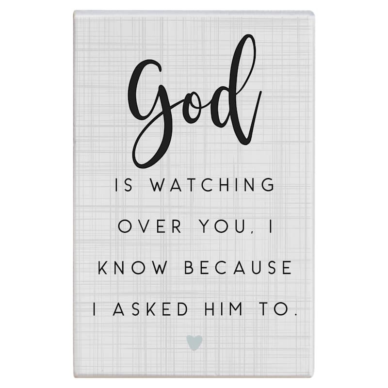 Sincere Surroundings God Is Watching Over You Wooden Display Sign