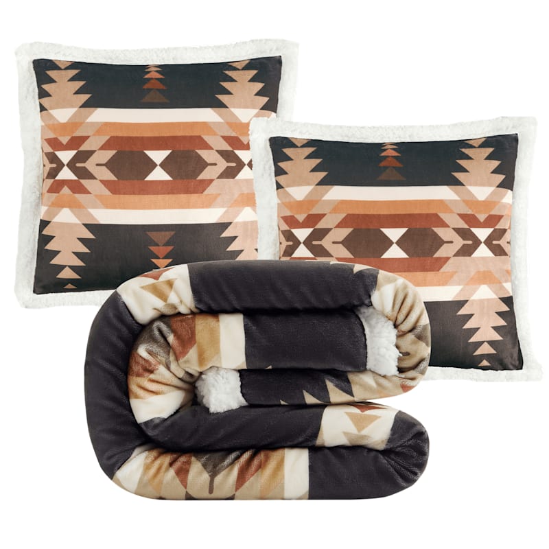 HiEnd Accents Yosemite Campfire Sherpa Throw Set