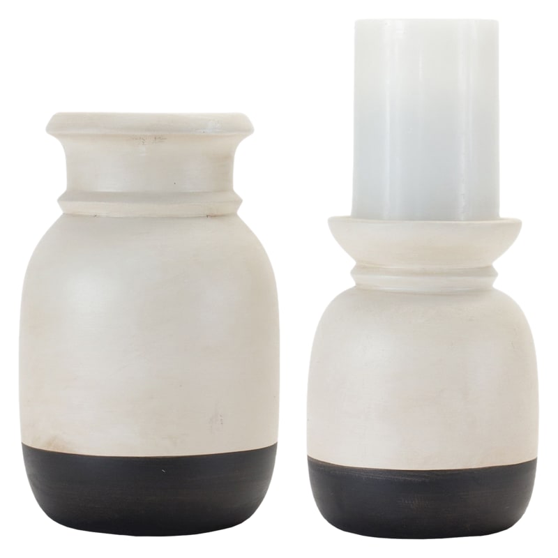 Melrose International Dual-Tone Ceramic Candle Holders Set of 2
