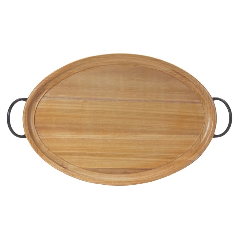 Melrose International Natural Wood Tray with Handles