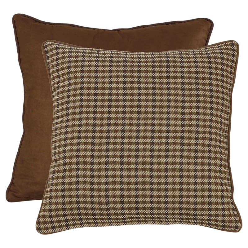 Paseo Road Clifton Woven Twill Plaid And Suede Reversible Euro Sham