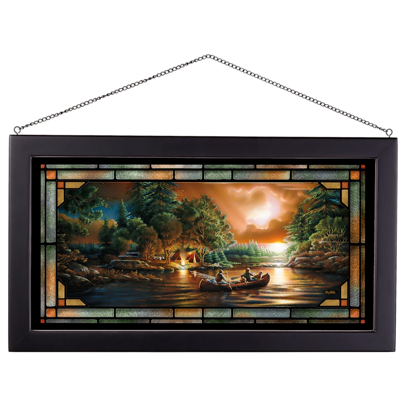Wild Wings Evening Rendezvous Stained Glass Hang Art by Terry Redlin