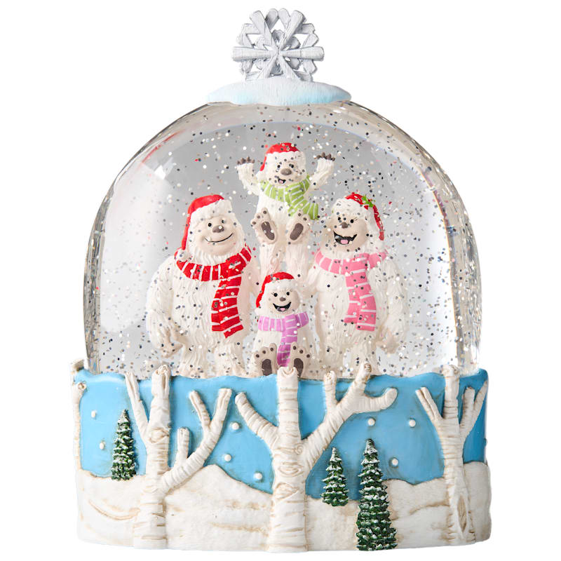 Bass Pro Shops Lighted Holiday Yeti Family Scene Spinning Water Globe with Timer