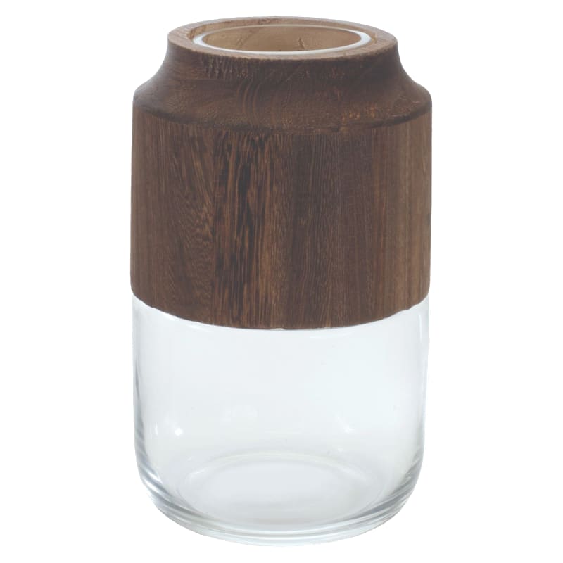 Melrose International Glass Vase with Wood Accent