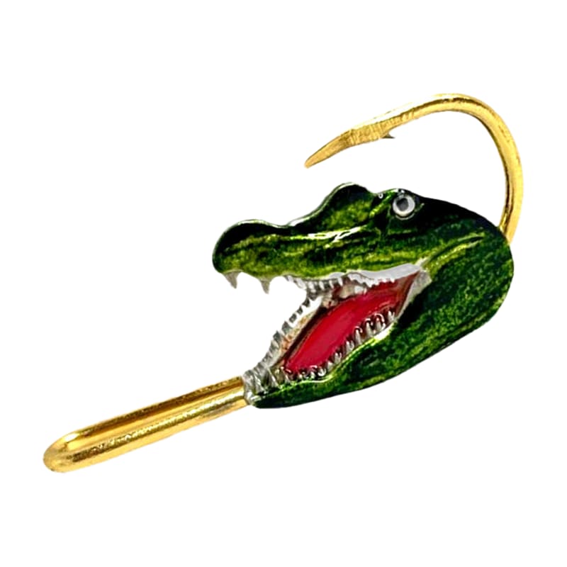 Hookits Alligator Head Fishing Hook Hat Pin Clip