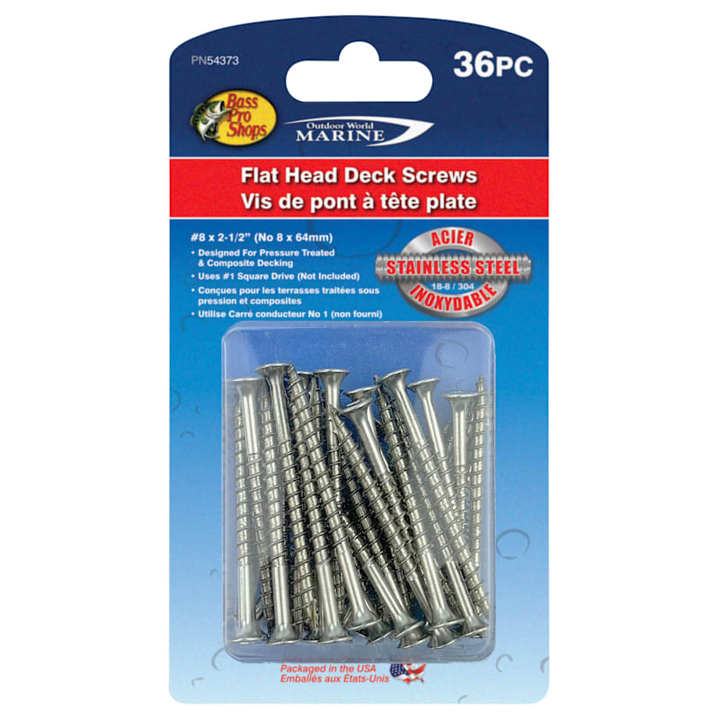 Bass Pro Shops 36-Piece Stainless Steel Flat-Head Deck Screws