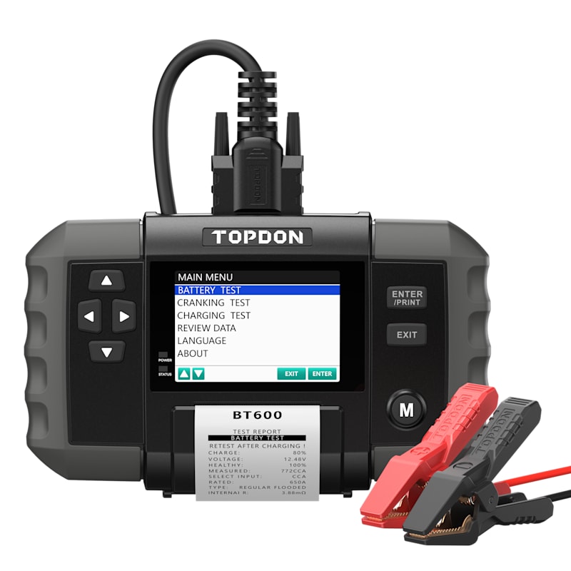 Topdon BT600 12V Battery and 12V/24V System Tester with Built-in Printer