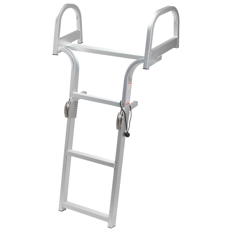 JIF Marine Rear Deck 3-Step Folding Pontoon Ladder