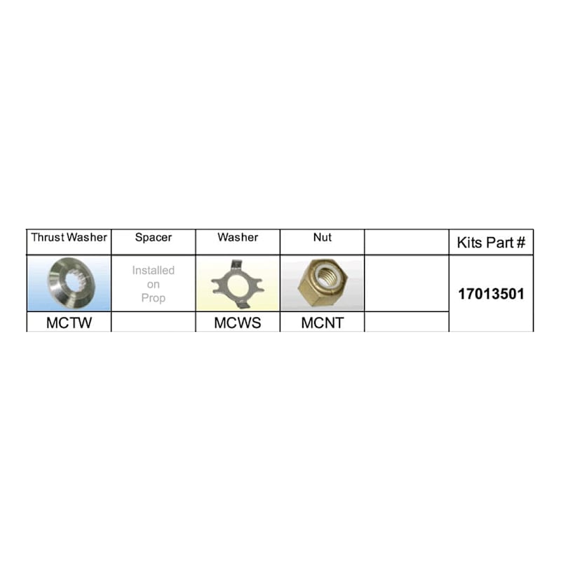 SOLAS Mercury Type-C 25-70hp Fixed Hub Propeller Hardware Kit