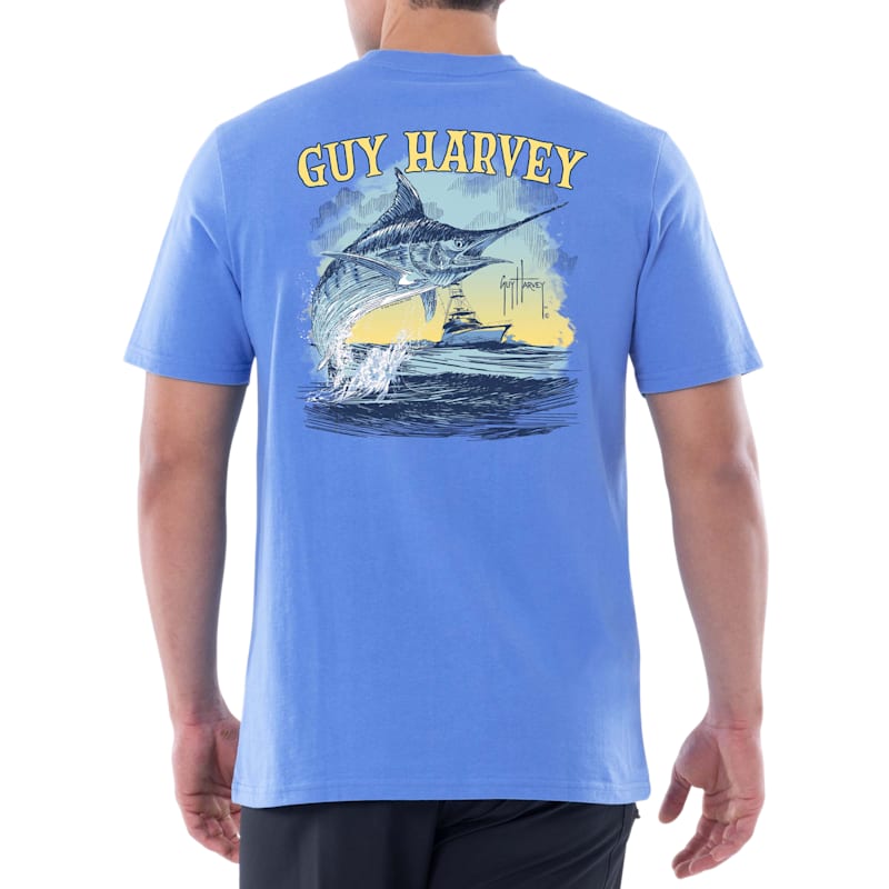 Guy Harvey Sketchy Blue Marlin OG Short-Sleeve Pocket T-Shirt