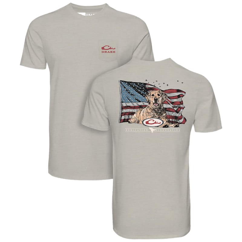 Drake Waterfowl Americana Yellow Lab Flag Short-Sleeve Pocket T-Shirt