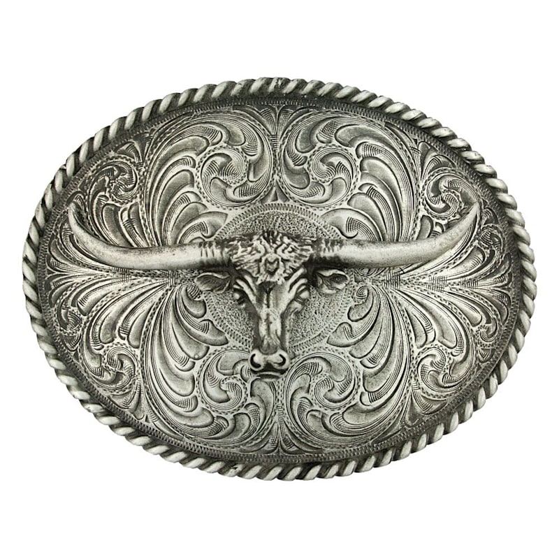 Montana Silversmiths Classic Antiqued Longhorn Attitude Belt Buckle