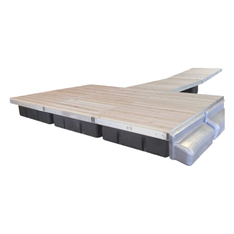 Patriot Docks T-Shaped Low-Profile Floating Dock with Cedar Decking