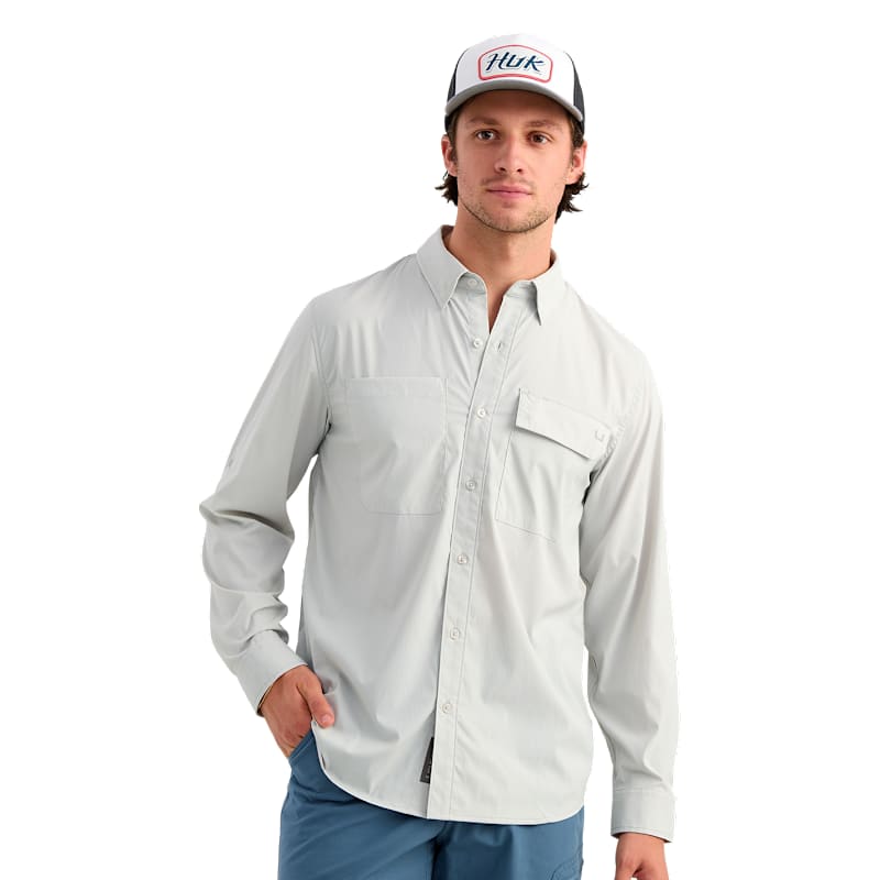Huk Icon Button-Down Long-Sleeve Fishing Shirt