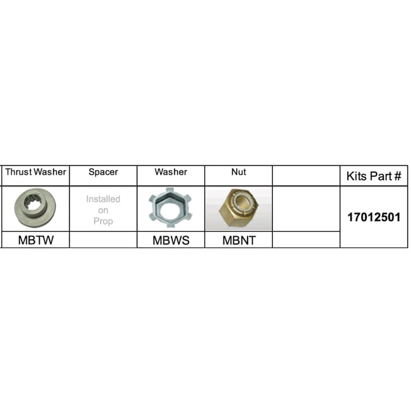 SOLAS Mercury Type-B 9.9-25hp Fixed-Hub Propeller Hardware Kit