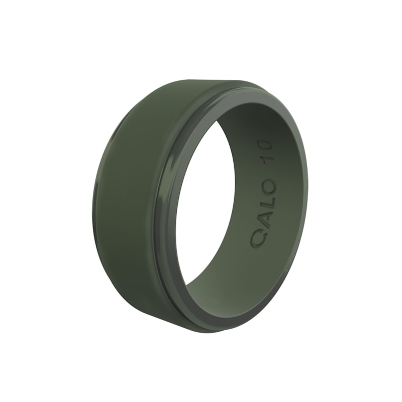 QALO Eva Shockey Polished Step Edge Pine Silicone Ring for Men