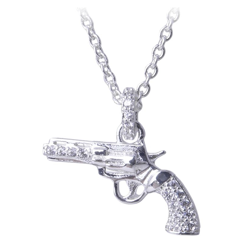 Amanda Blu Handgun Silver and Cubic Zirconia Necklace